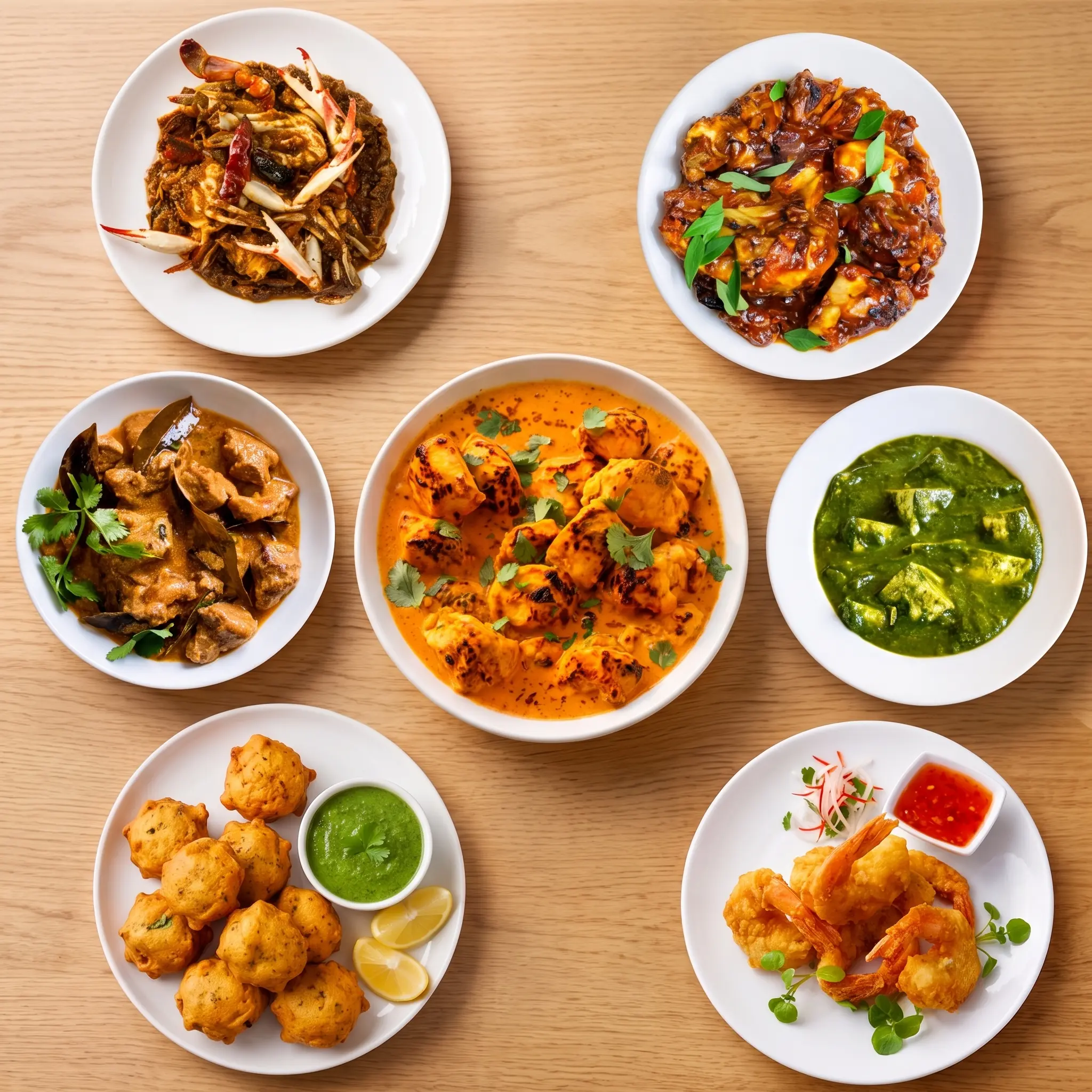 A vibrant spread of Chettinad and Indian dishes at Rockfort Authentic Chettinadu and Indian Cuisine in Ranchlands, Calgary