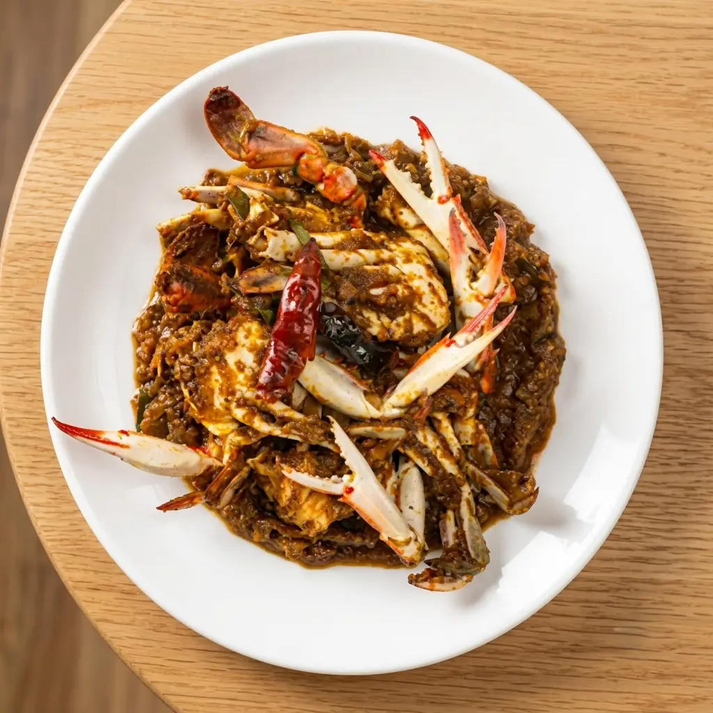 Crab pepper fry with curry leaves and black pepper at Rockfort Authentic Chettinadu & Indian Cuisine, Calgary
